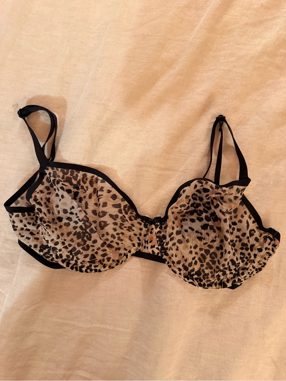 aerie Leopard Print Underwire Bra with Black Trim - Animal Print